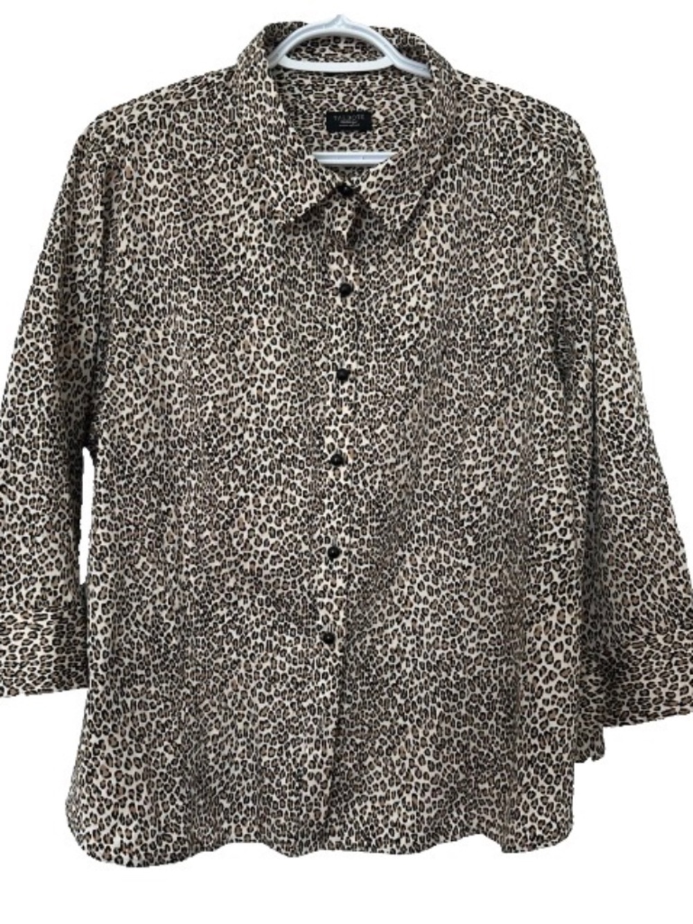 Chico's Women's Petite Size 20/22) High Dome Shiny Black Buttons 98% Cotton Blou
